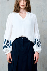 DELIA ECRU EMBROIDERED BLOUSE