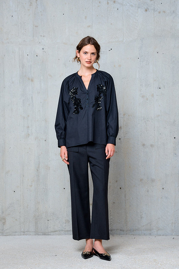 ALEXIA BLACK EMBROIDERED SEQUIN TUNIC