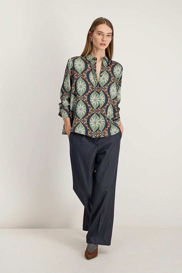 NISSA LONG SLEEVE SEVENTIES PRINT SHIRT