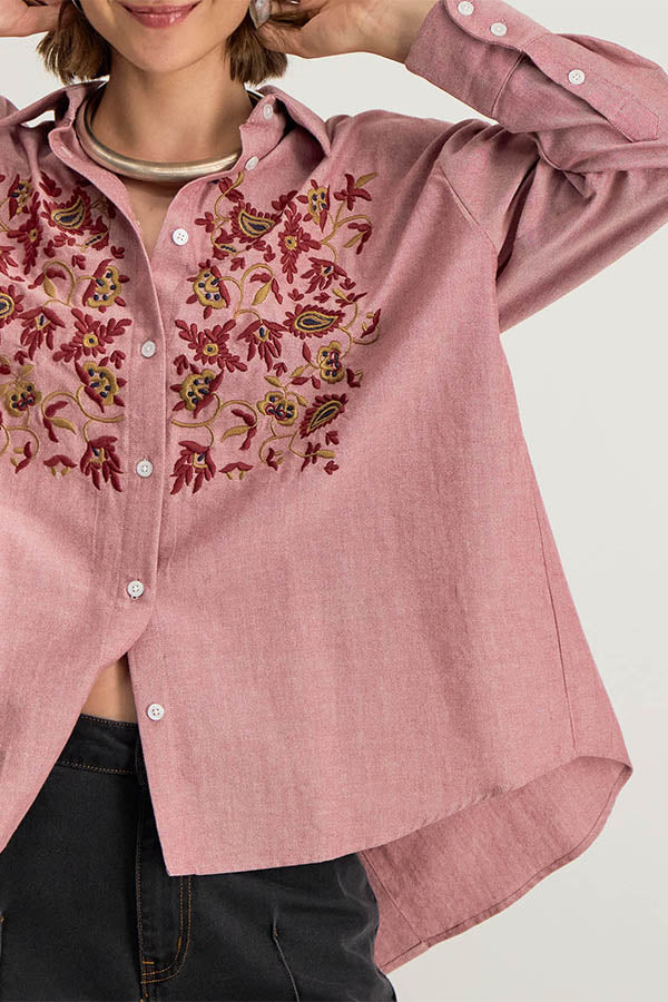 ZYNAE OVERSIZED EMBROIDERED SHIRT