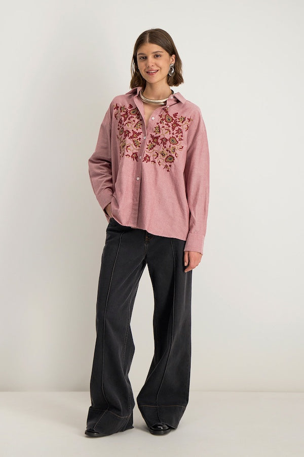 ZYNAE OVERSIZED EMBROIDERED SHIRT