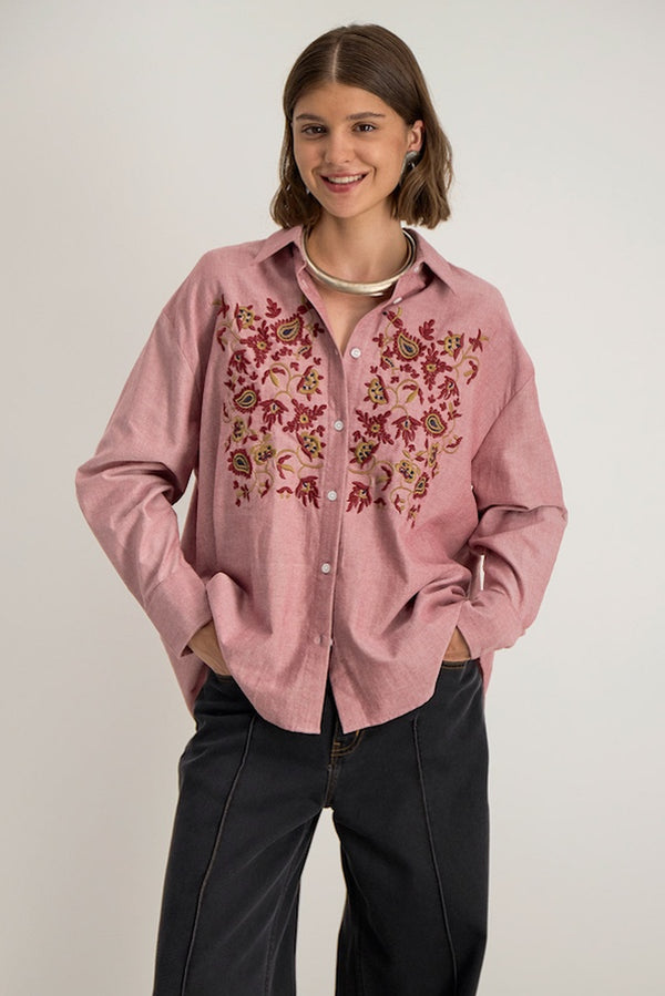 ZYNAE OVERSIZED EMBROIDERED SHIRT