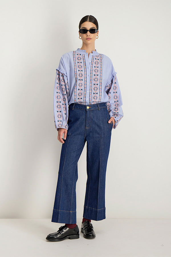 THYRA STITCHED PLEAT 7/8 JEANS