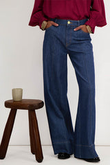 THYRA HIGH WAIST TOPSTITCHED JEANS