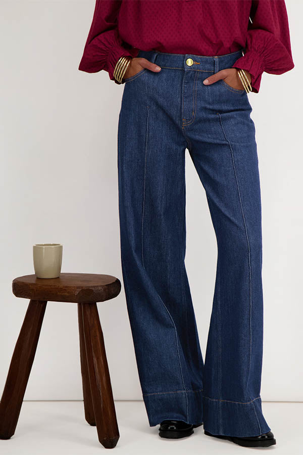THYRA HIGH WAIST TOPSTITCHED JEANS