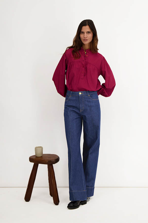 THYRA HIGH WAIST TOPSTITCHED JEANS
