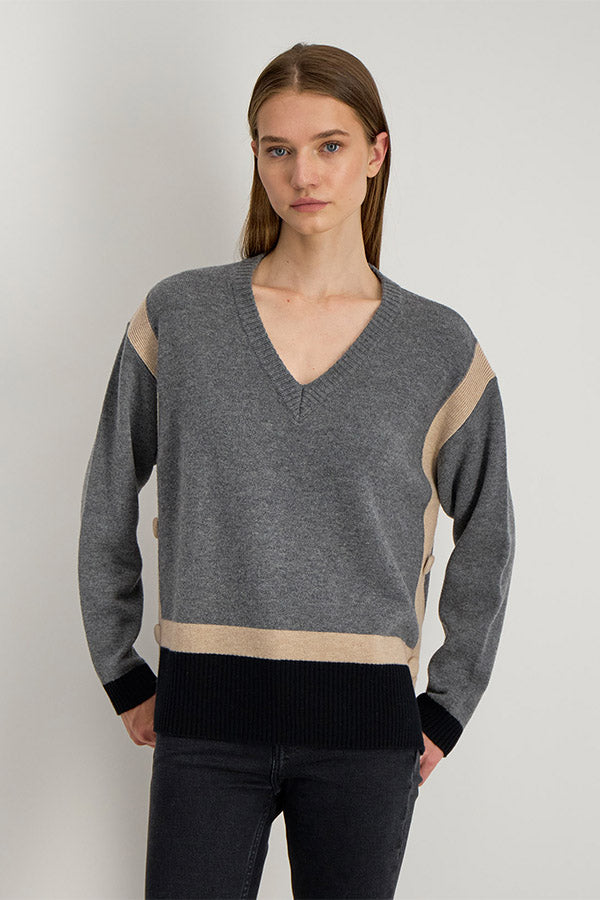 VESPER COLORBLOCK MERINO WOOL SWEATER