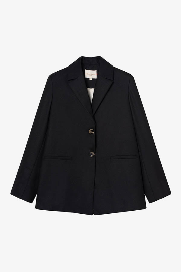 RAINA BLACK HOLLOW PLEAT JACKET