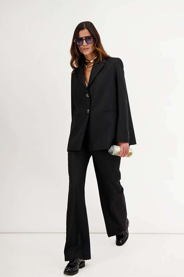 RAINA BLACK HOLLOW PLEAT JACKET