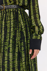 RUSTY GREEN PLEATED MAXI SKIRT