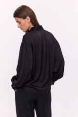 ESTRELLA BLACK RUFFLED SHIRT