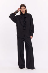ESTRELLA BLACK RUFFLED SHIRT