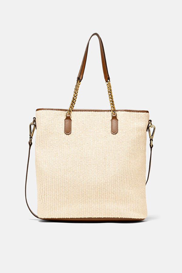 IDENTITA OFF WHITE RAFFIA SHOULDER BAG