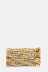ILI BEIGE FRINGED CLUTCH - FASHION SHOW