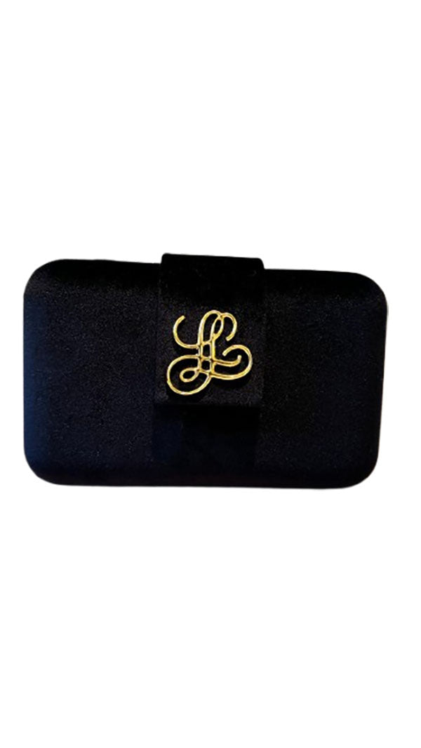 INTACCO BLACK ELEGANT MONOGRAM CLUTCH