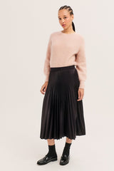 TELA CINNAMON ELASTICATED WAIST PLEATED SATIN SKIRT