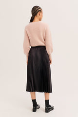 TELA CINNAMON ELASTICATED WAIST PLEATED SATIN SKIRT