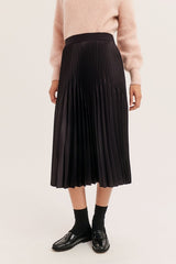 TELA CINNAMON ELASTICATED WAIST PLEATED SATIN SKIRT