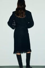TESS FRINGES STRAIGHT TWEED SKIRT