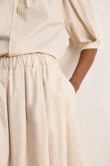 NEYLA PLEATED COTTON MIDI SKIRT