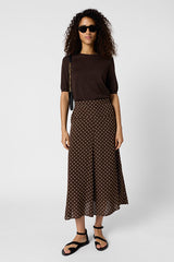 JIHAN POLKA DOT MIDI SKIRT