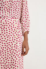 NASSIRA BUTTONS FLORAL MIDI SKIRT