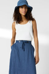 JIHANE LINEN MIX MIDI SKIRT