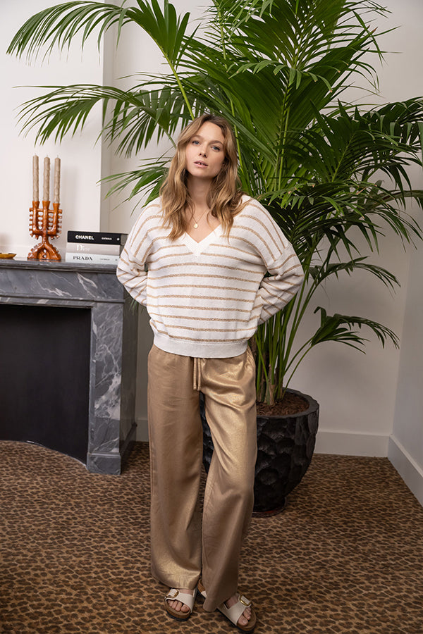 RUBY DARK GOLD LINEN BLEND TROUSERS