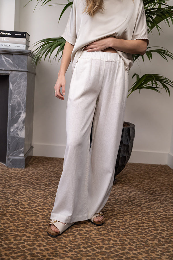 VADIM OFF-WHITE LINEN BLEND TROUSERS