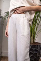 VADIM OFF-WHITE LINEN BLEND TROUSERS