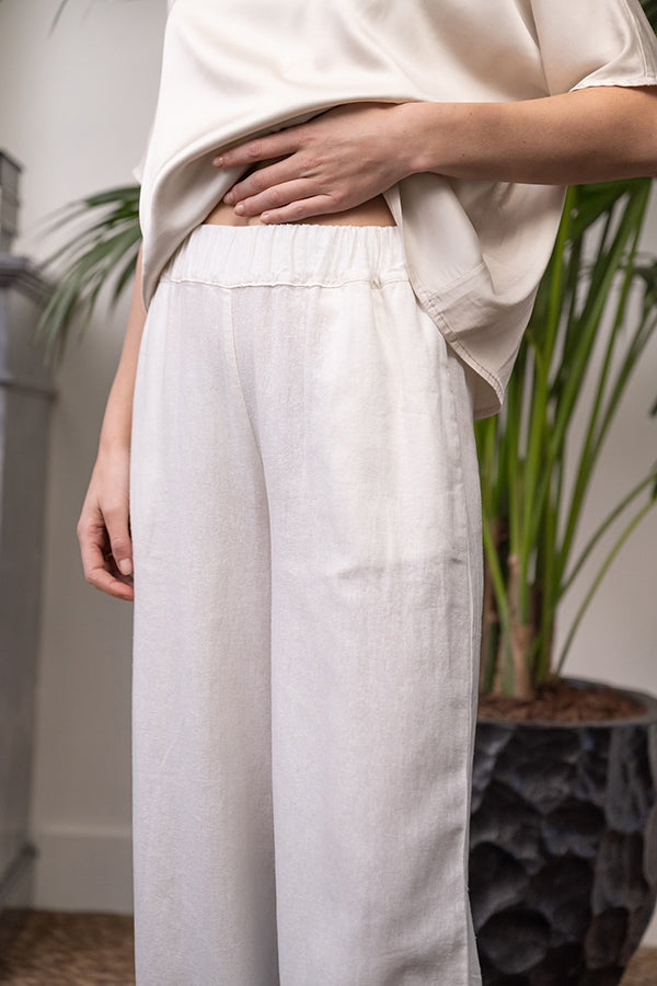 VADIM OFF-WHITE LINEN BLEND TROUSERS