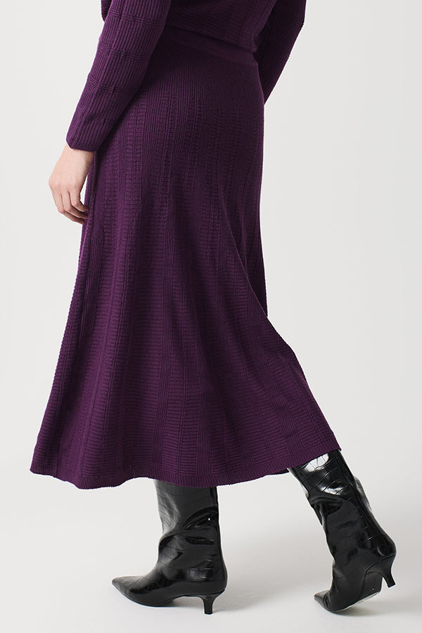 PURPLE FLARED MIDI SKIRT