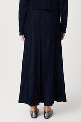 NAVY VERTICAL LINKS MIDI SKIRT
