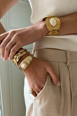 OPHELIA MOTHER-OF-PEARL RIBBED BANGLE