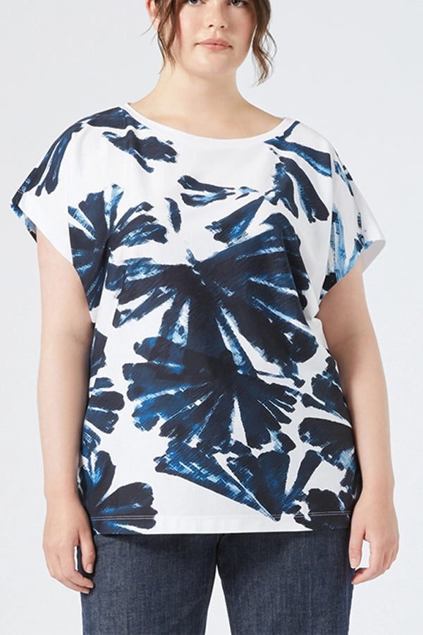 KRISS BLUE FLORAL TIE DYE JERSEY T-SHIRT
