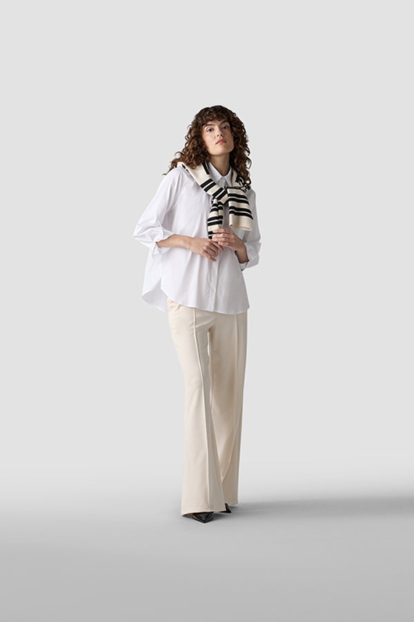 WHITE ABSTRACT BLACK GRAPHIC LONG SLEEVE BUTTON UP SHIRT