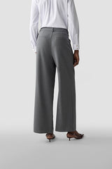 GREY HIGH WAISTED WIDE LEG TROUSERS