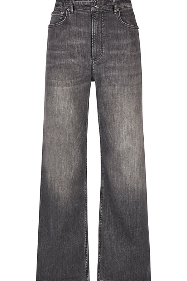 HIGH WAISTED WIDE LEG FADED JEANS