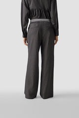 GREY WIDE LEG PLEATED TROUSERS