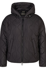 BLACK QUILTED HOODED JACKET