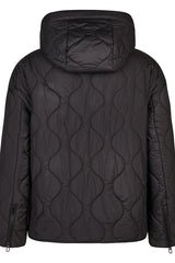BLACK QUILTED HOODED JACKET