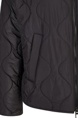 BLACK QUILTED HOODED JACKET