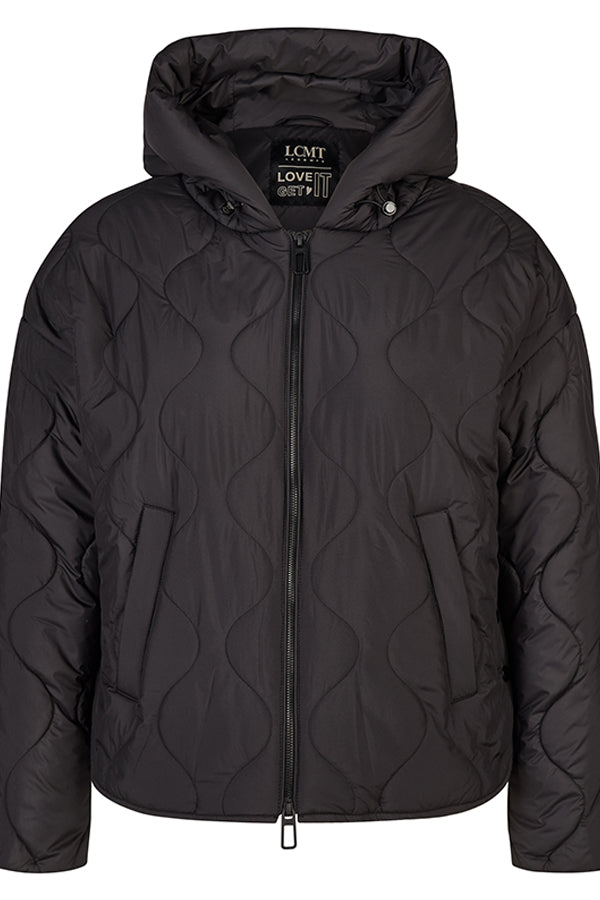 BLACK QUILTED HOODED JACKET
