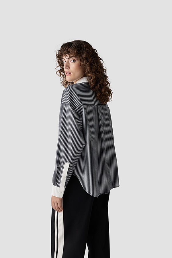 BLACK WHITE CHECKERED DECORATIVE RUFFLE SHIRT