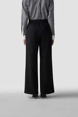 BLACK WHITE SIDE STRIPES WIDE LEG TROUSERS