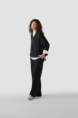 BLACK STRAIGHT LEG TROUSERS
