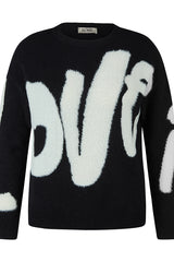 BLACK ABSTRACT 'LOVE' DESIGN SWEATER