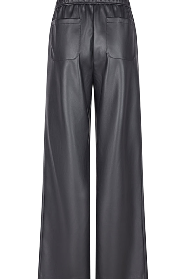 BLACK HIGH WAISTED WIDE LEG TROUSERS