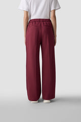 RED WIDE LEG DRAWSTRING TROUSERS
