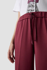 RED WIDE LEG DRAWSTRING TROUSERS